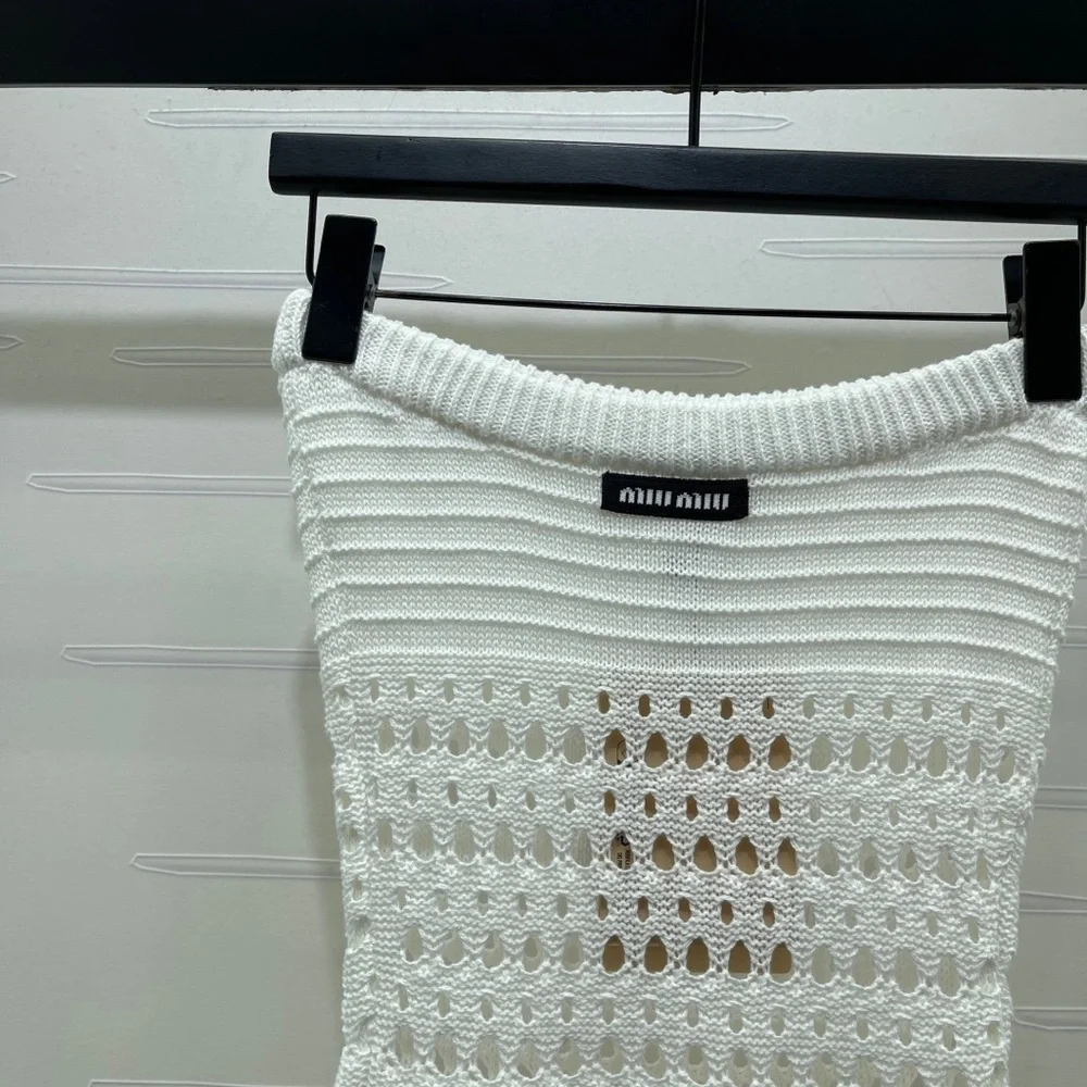 Miu Miu Ivory Crochet Strapless Dress - Picture 3 of 9